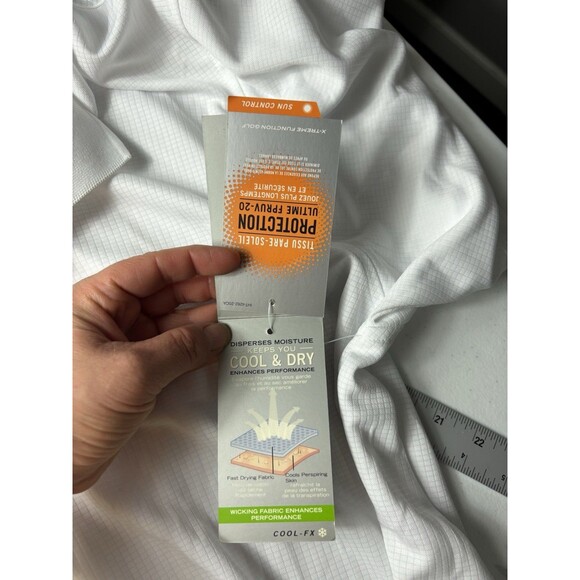 Izod Golf Collection Xtreme Function Checked Pattern Polo Shirt White Mens XL - Picture 11 of 15